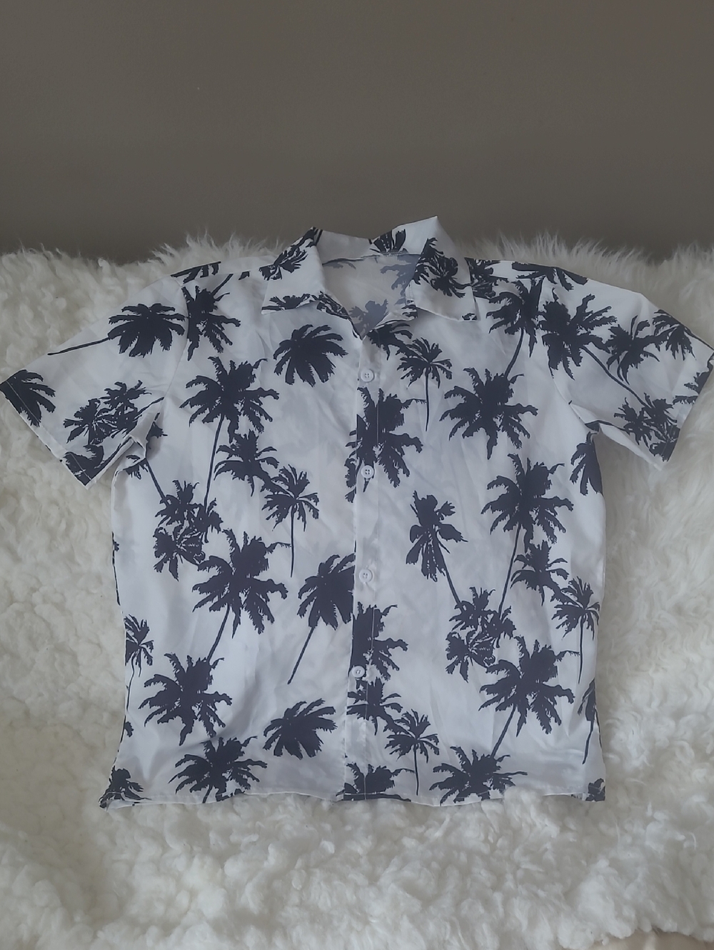 2/ $20 Men's White Short-Sleeve Palm Print Shirt